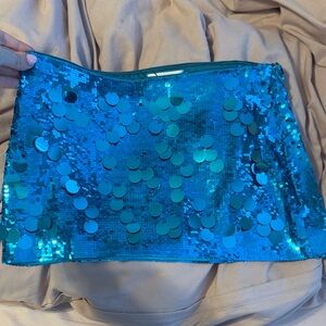 Danielle Guizio Blue Sequin Mini Skirt